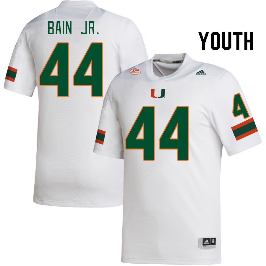 Youth #44 Rueben Bain Jr. Miami Hurricanes College Football Jerseys Stitched-White - Click Image to Close